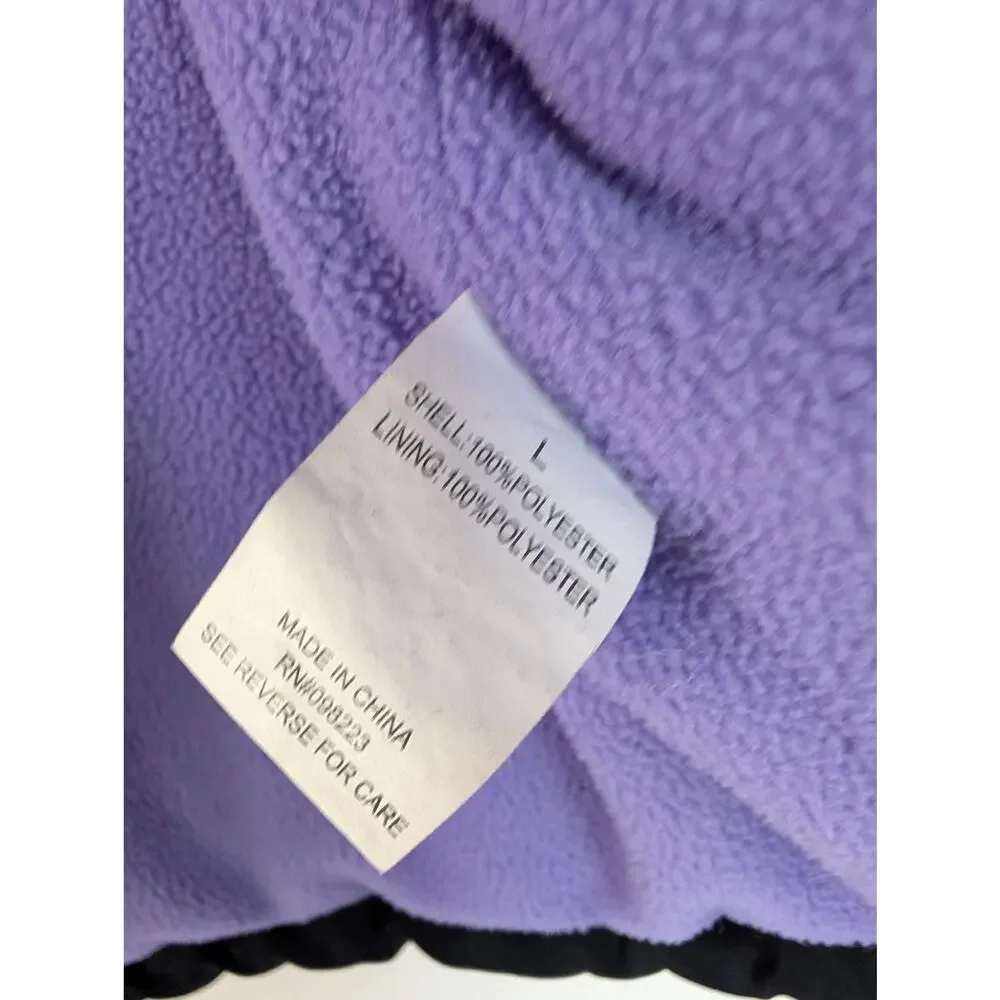 Magellan Outdoors Girls Coats, Black & Purple Fleece Lined Puffer Coat, Sz L